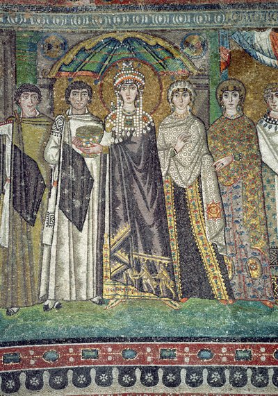 Theodora and her court, detail of the Empress, c.547 AD by Unbekannt Unbekannt